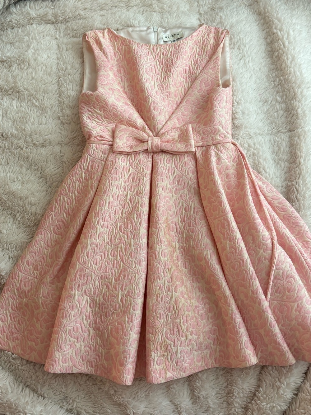 Helena Pink Textured Bow Fit-and-Flare Party Dress